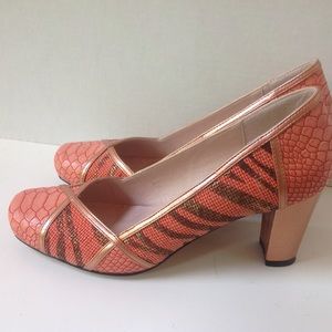 Bellini Coral Peach Copper Shoes Metallic Heel